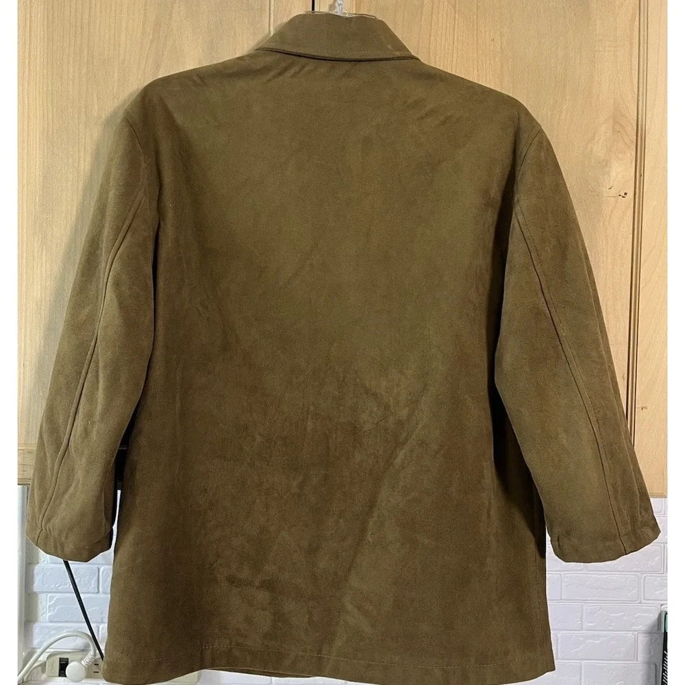 K.A.S. Suede Flannel Lined Full Zip Jacket Lg Brown - Picture 2 of 9